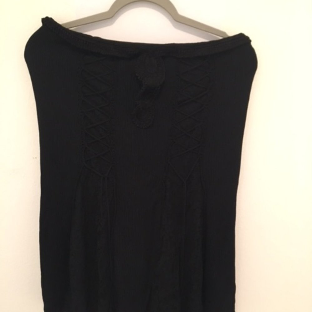 Ralph Lauren black lace and viscose lace up and lace Goth viscose skirt